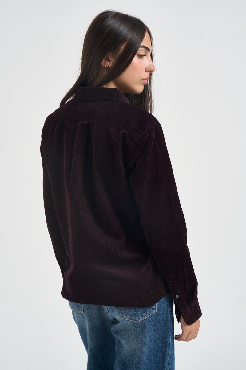 Camicia donna in velluto a coste bordeaux 211A93203 012 RALPH LAUREN 