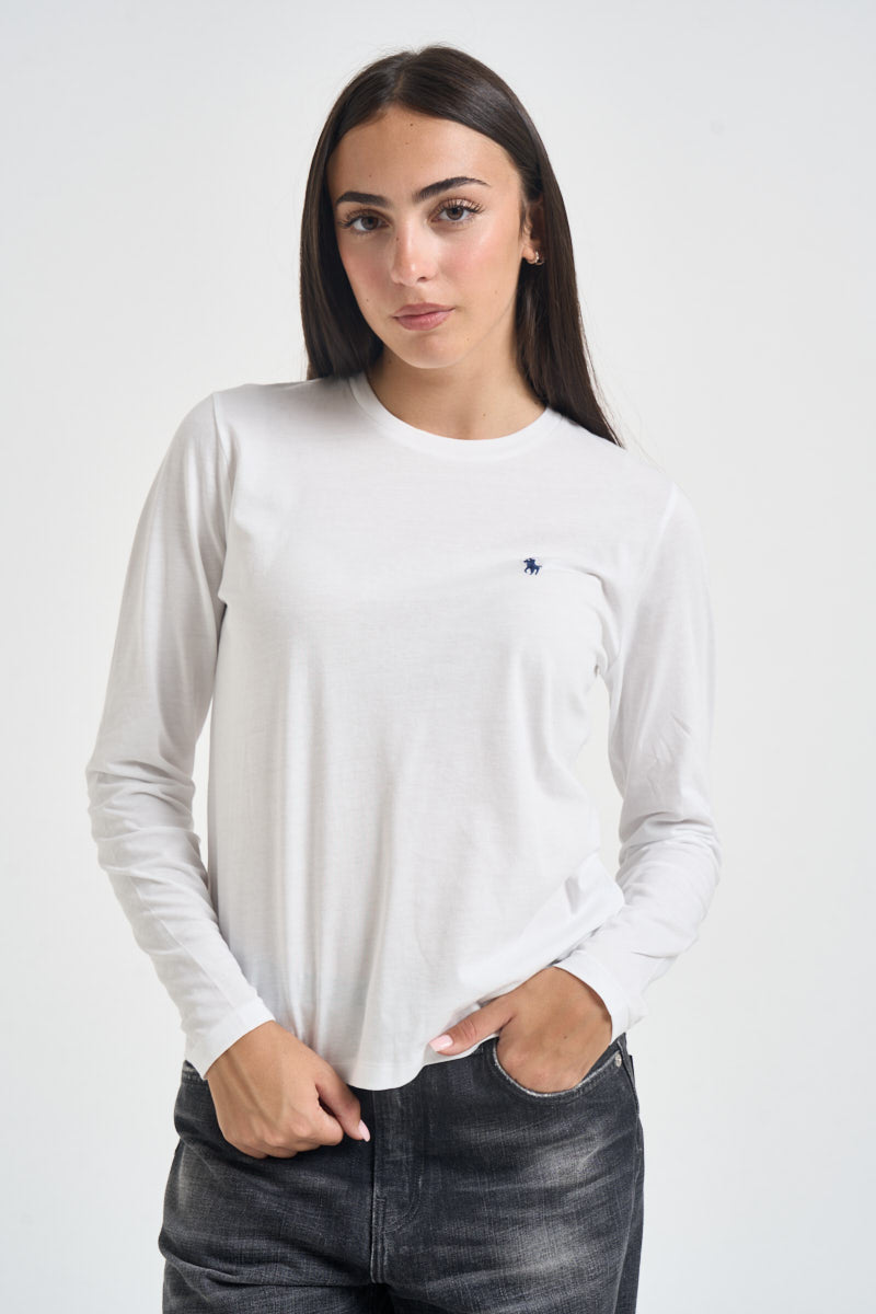 Maglia donna a maniche lunghe bianca 211B14604 006 RALPH LAUREN 
