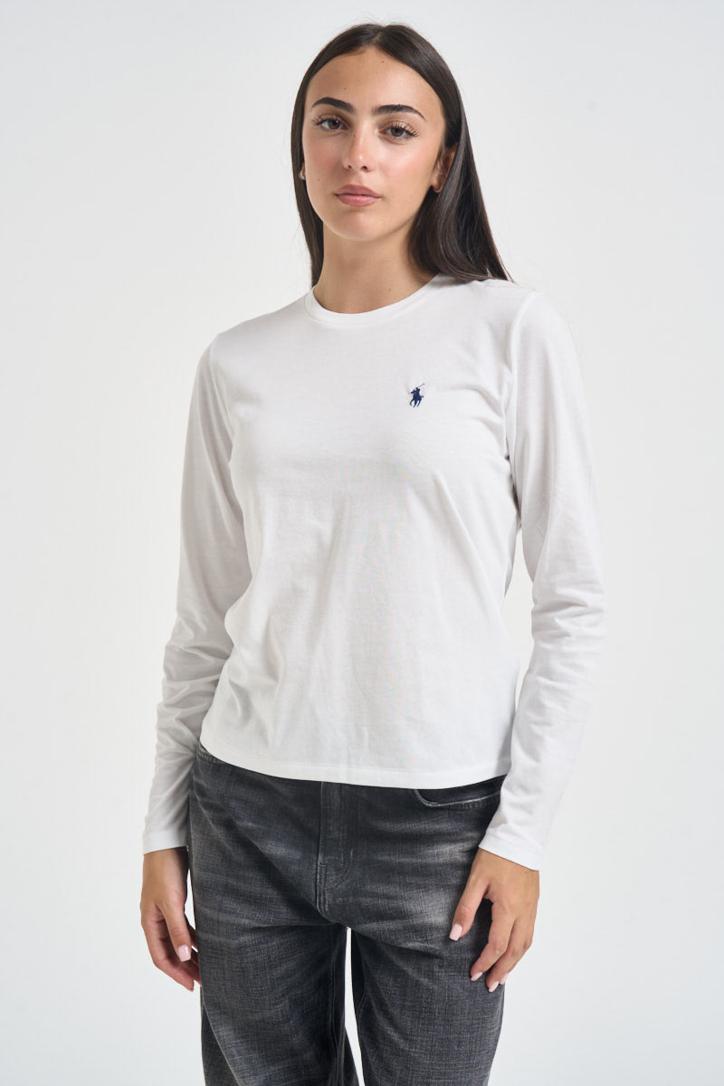 Maglia donna a maniche lunghe bianca 211B14604 006 RALPH LAUREN 