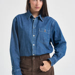 Camicia donna ampia in denim blu 211B17146 001 RALPH LAUREN 