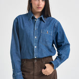 Camicia donna ampia in denim blu 211B17146 001 RALPH LAUREN 
