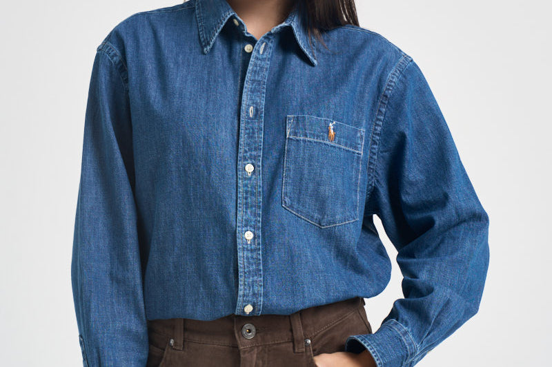 Camicia donna ampia in denim blu 211B17146 001 RALPH LAUREN 