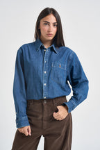 Camicia donna ampia in denim blu 211B17146 001 RALPH LAUREN 