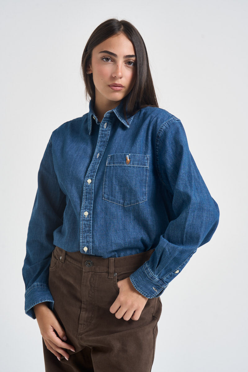 Camicia donna ampia in denim blu 211B17146 001 RALPH LAUREN 
