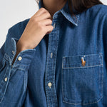 Camicia donna ampia in denim blu 211B17146 001 RALPH LAUREN 