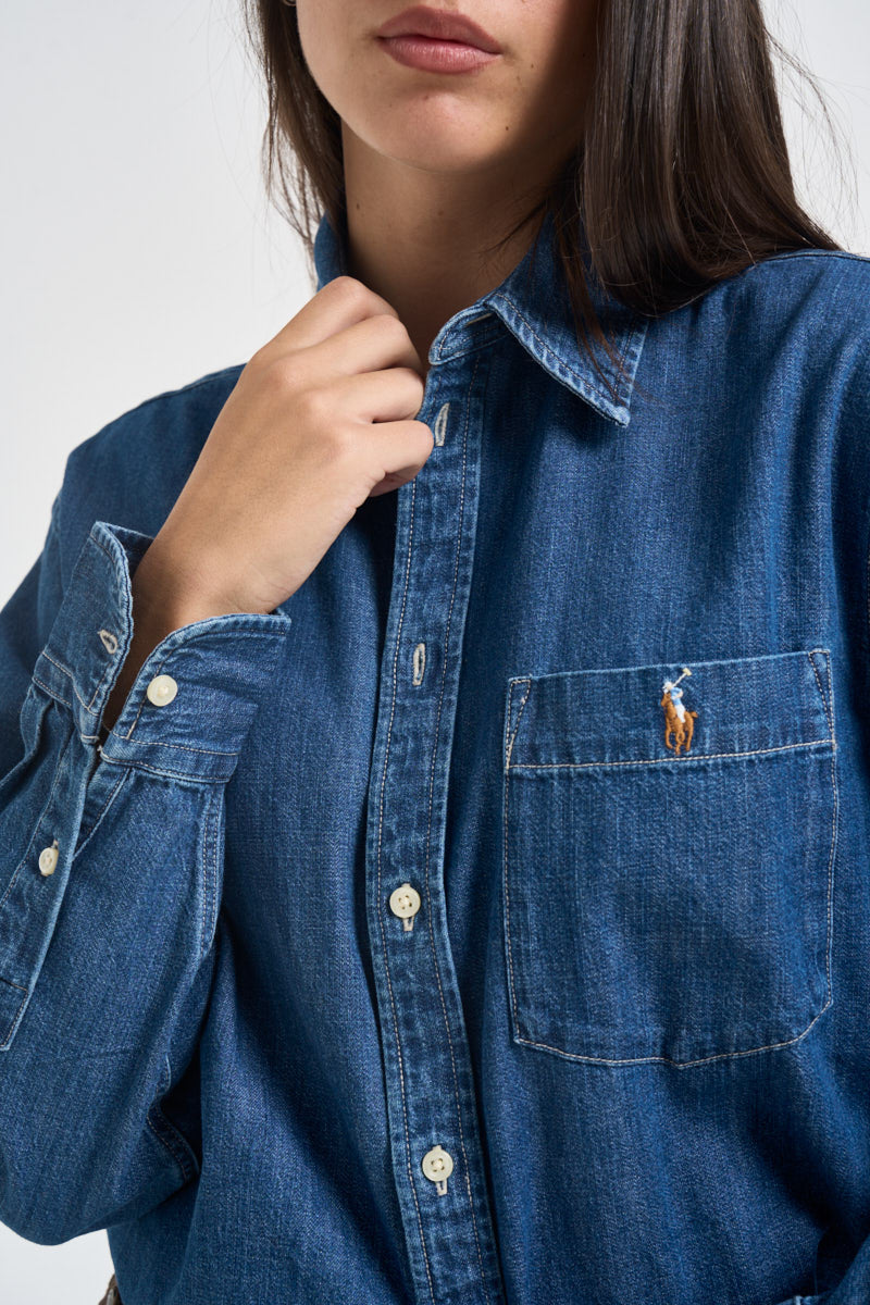 Camicia donna ampia in denim blu 211B17146 001 RALPH LAUREN 