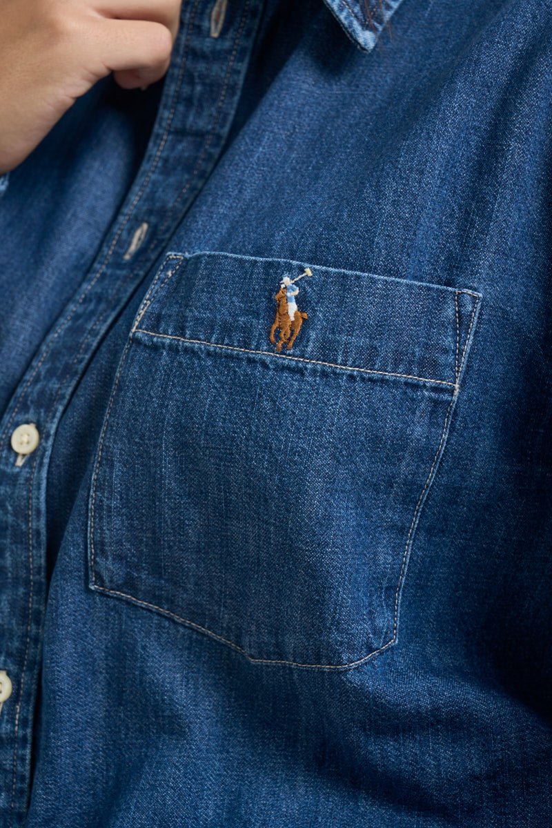 Camicia donna ampia in denim blu 211B17146 001 RALPH LAUREN 