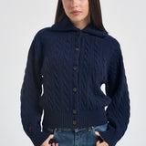 Cardigan donna in maglia a trecce blu navy 211B17757 001 RALPH LAUREN 