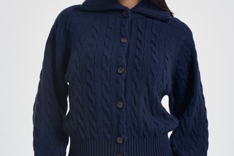 Cardigan donna in maglia a trecce blu navy 211B17757 001 RALPH LAUREN 