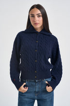 Cardigan donna in maglia a trecce blu navy 211B17757 001 RALPH LAUREN 