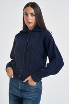 Cardigan donna in maglia a trecce blu navy 211B17757 001 RALPH LAUREN 