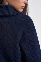 Cardigan donna in maglia a trecce blu navy 211B17757 001 RALPH LAUREN 