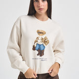 Felpa donna girocollo fantasia panna 211B23856 001 RALPH LAUREN 