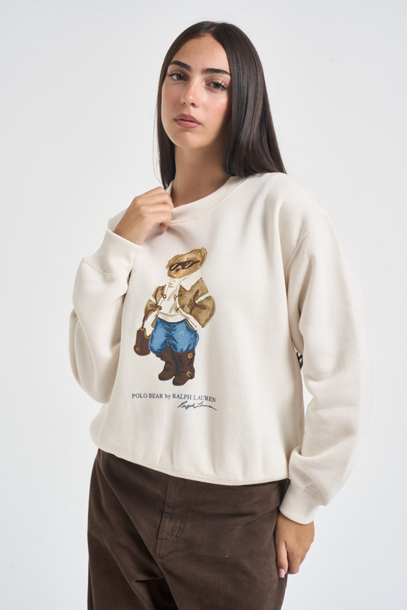 Felpa donna girocollo fantasia panna 211B23856 001 RALPH LAUREN 