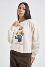 Felpa donna girocollo fantasia panna 211B23856 001 RALPH LAUREN 