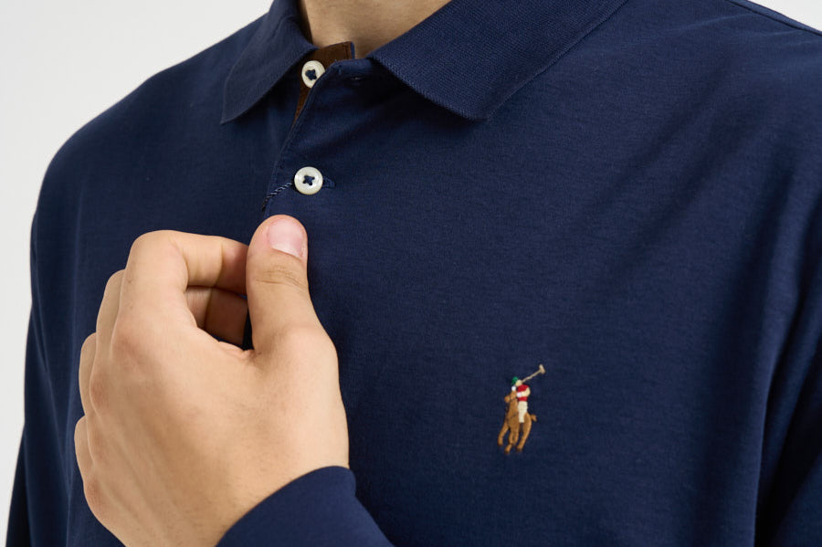 Polo uomo manica lunga blu 710671785 001 RALPH LAUREN 