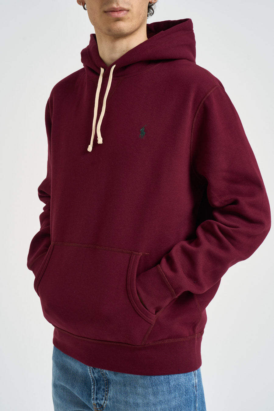 Felpa uomo con cappuccio bordeaux 710766778 025 RALPH LAUREN 