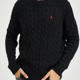 Maglia uomo girocollo a treccia  nera 710775885 012 RALPH LAUREN 