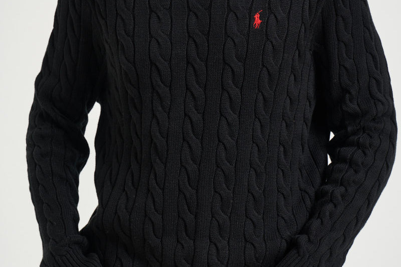 Maglia uomo girocollo a treccia  nera 710775885 012 RALPH LAUREN 