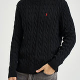 Maglia uomo girocollo a treccia  nera 710775885 012 RALPH LAUREN 