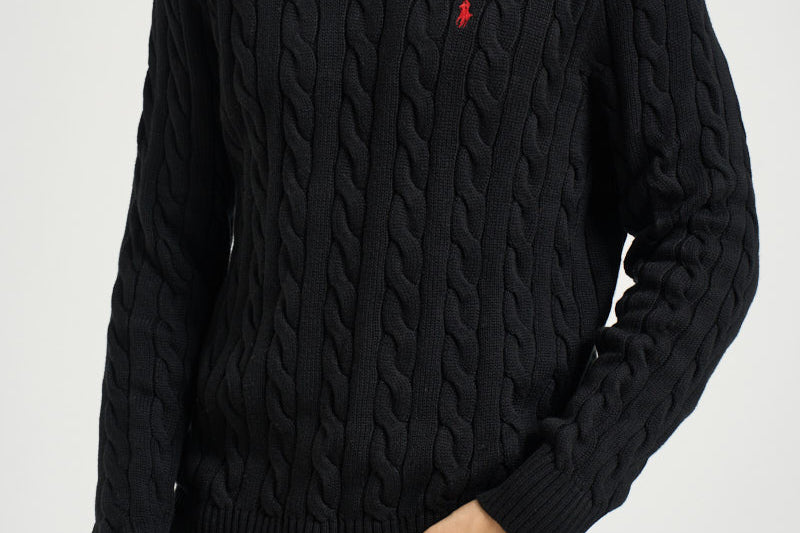 Maglia uomo girocollo a treccia  nera 710775885 012 RALPH LAUREN 