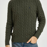 Maglia uomo a trecce verde militare 710775885 554 RALPH LAUREN 
