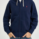 Felpa uomo con cappuccio e zip blu 710813297 004 RALPH LAUREN 