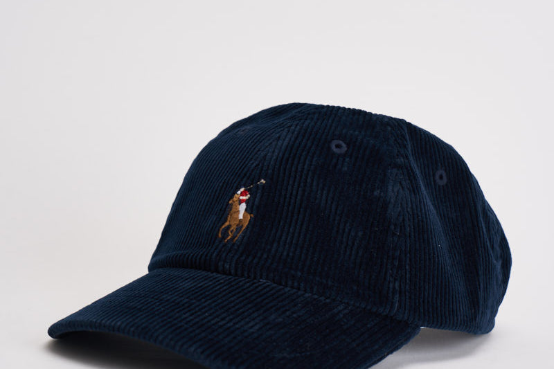 Cappellino uomo in velluto a costine blu 710847175 006 RALPH LAUREN 