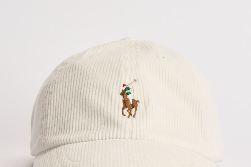 Cappellino uomo in velluto a costine panna 710847175 501 RALPH LAUREN 