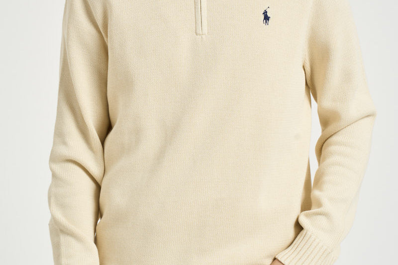 Maglia uomo mezza zip panna 710859939 503 RALPH LAUREN 