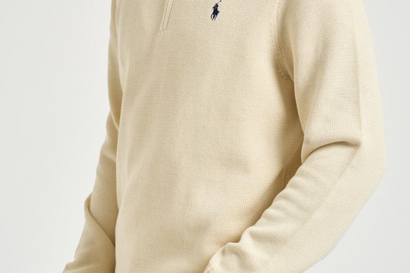 Maglia uomo mezza zip panna 710859939 503 RALPH LAUREN 