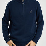 Maglia uomo mezza zip blu navy 710859939 523 RALPH LAUREN 