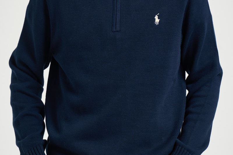 Maglia uomo mezza zip blu navy 710859939 523 RALPH LAUREN 