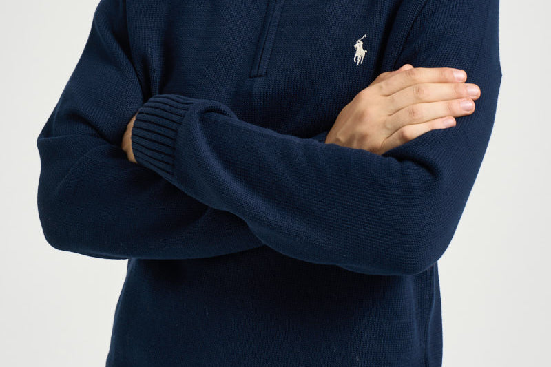 Maglia uomo mezza zip blu navy 710859939 523 RALPH LAUREN 