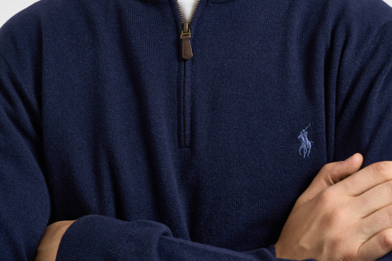 Maglia uomo mezza zip blu notte 710876756 001 RALPH LAUREN 