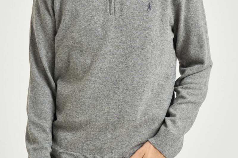 Maglia uomo mezza zip grigio mélange 710876756 009 RALPH LAUREN 