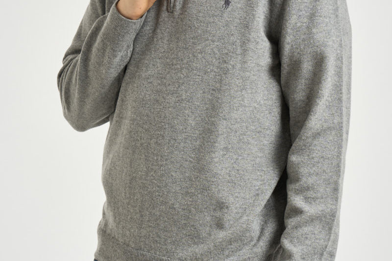 Maglia uomo mezza zip grigio mélange 710876756 009 RALPH LAUREN 
