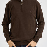 Maglia uomo mezza zip marrone 710876756 503 RALPH LAUREN 