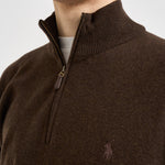 Maglia uomo mezza zip marrone 710876756 503 RALPH LAUREN 