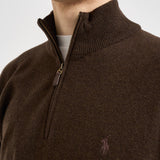 Maglia uomo mezza zip marrone 710876756 503 RALPH LAUREN 