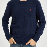 Maglia uomo a trecce blu notte 710876762 002 RALPH LAUREN 