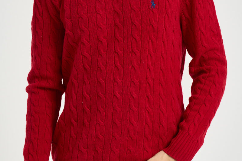 Maglia uomo a trecce rossa 710876762 006 RALPH LAUREN 