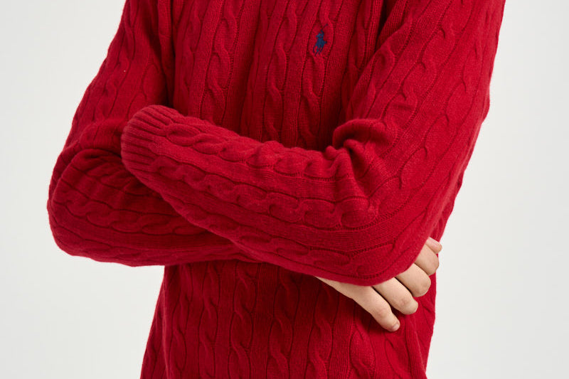 Maglia uomo a trecce rossa 710876762 006 RALPH LAUREN 