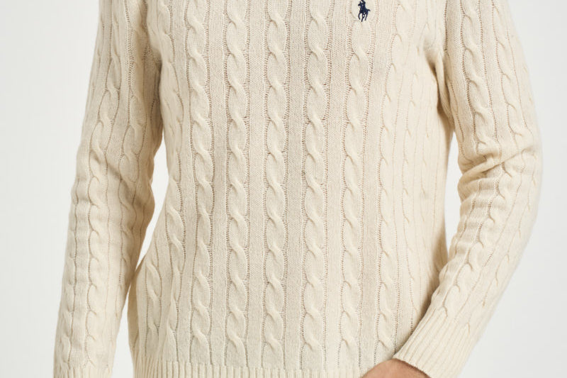 Maglia uomo a trecce panna 710876762 010 RALPH LAUREN 