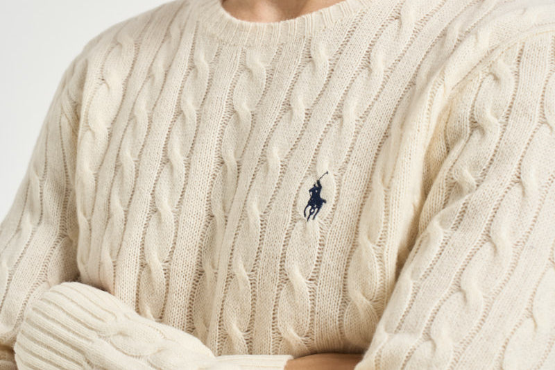 Maglia uomo a trecce panna 710876762 010 RALPH LAUREN 