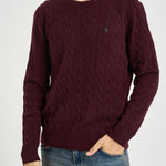 Maglia uomo a treccia bordeaux 710876762 011 RALPH LAUREN 