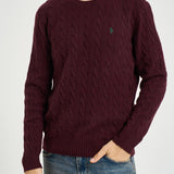 Maglia uomo a treccia bordeaux 710876762 011 RALPH LAUREN 