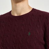 Maglia uomo a treccia bordeaux 710876762 011 RALPH LAUREN 