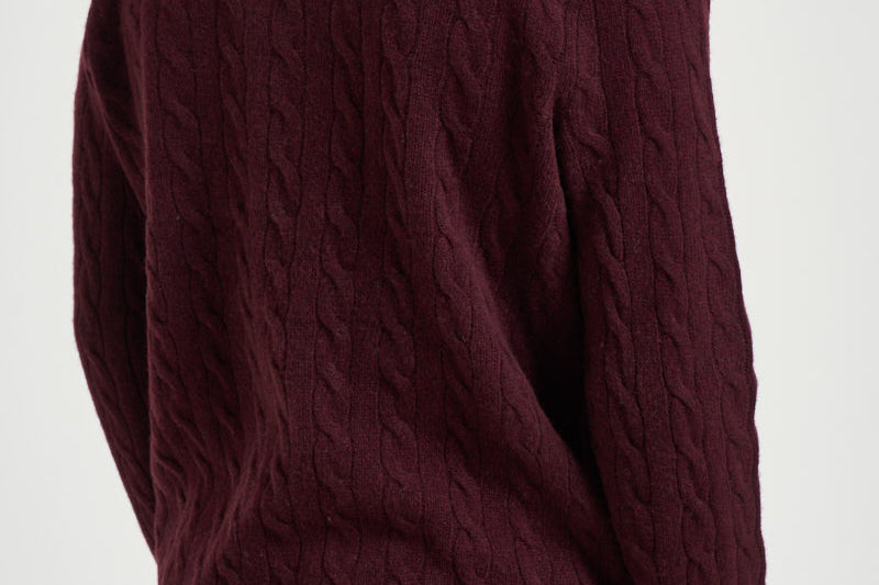 Maglia uomo a treccia bordeaux 710876762 011 RALPH LAUREN 