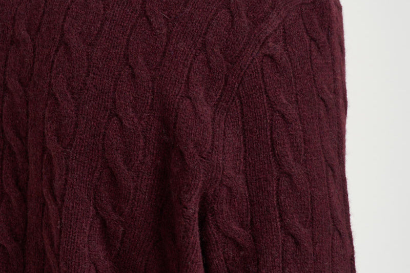 Maglia uomo a treccia bordeaux 710876762 011 RALPH LAUREN 
